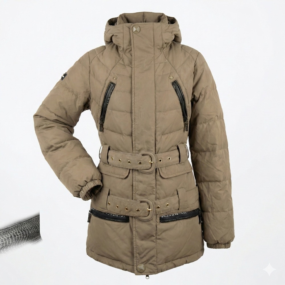 B by Burton Womens Small Puffer Jacket DRYRIDE Winter Coat Khaki